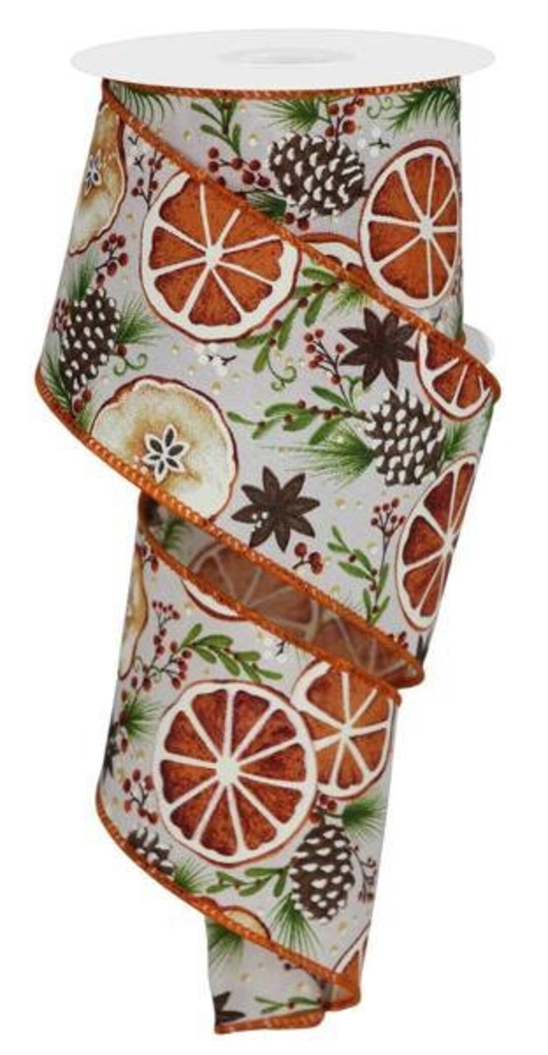 Orange Pinecone Ribbon Fruit Slice Fall Ribbon 2.5 Inch Ribbon Wired - Etsy