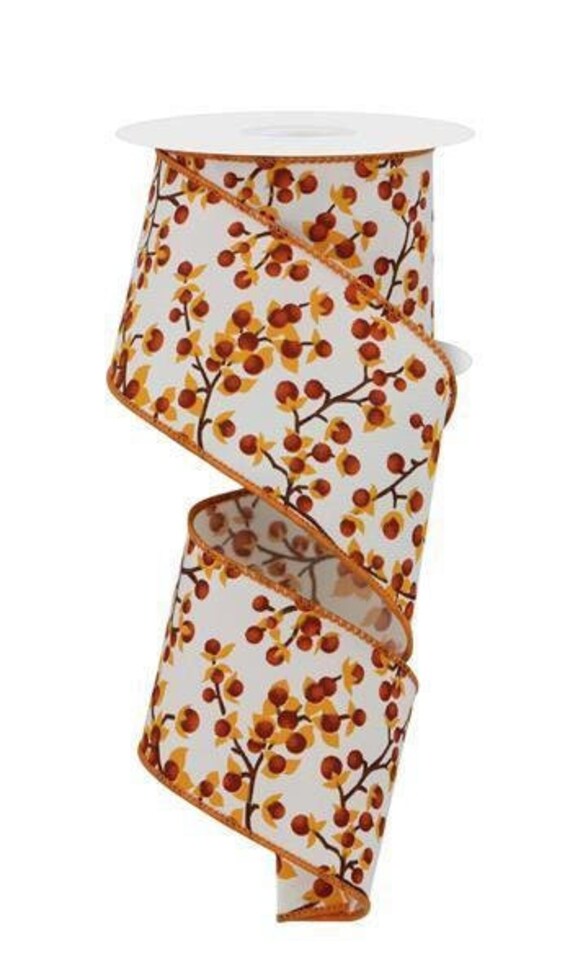 Fall Ribbon Bittersweet Fall Thanksgiving Ribbon Rust Ivory - Etsy