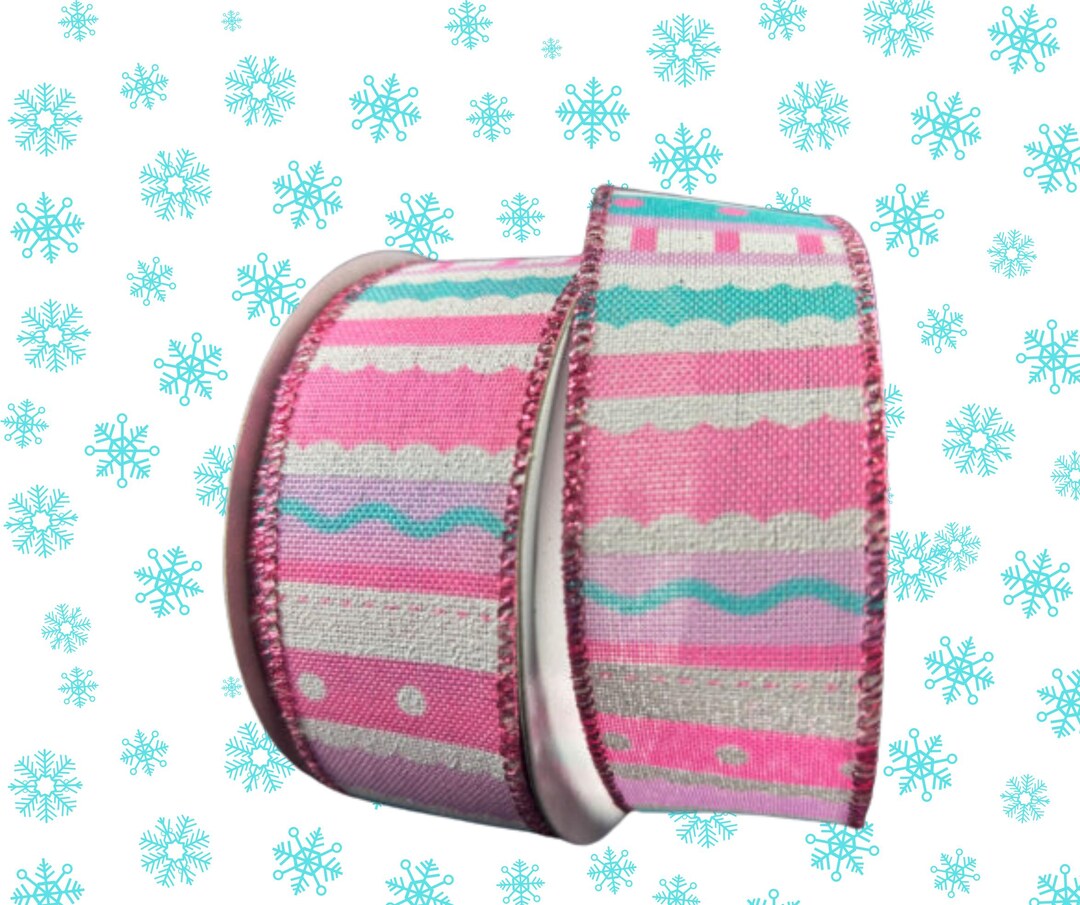 Whimsy Ribbon Blue Pink Aqua Stripe Ribbon Christmas Ribbon Pink Blue Whimsy Striped ...