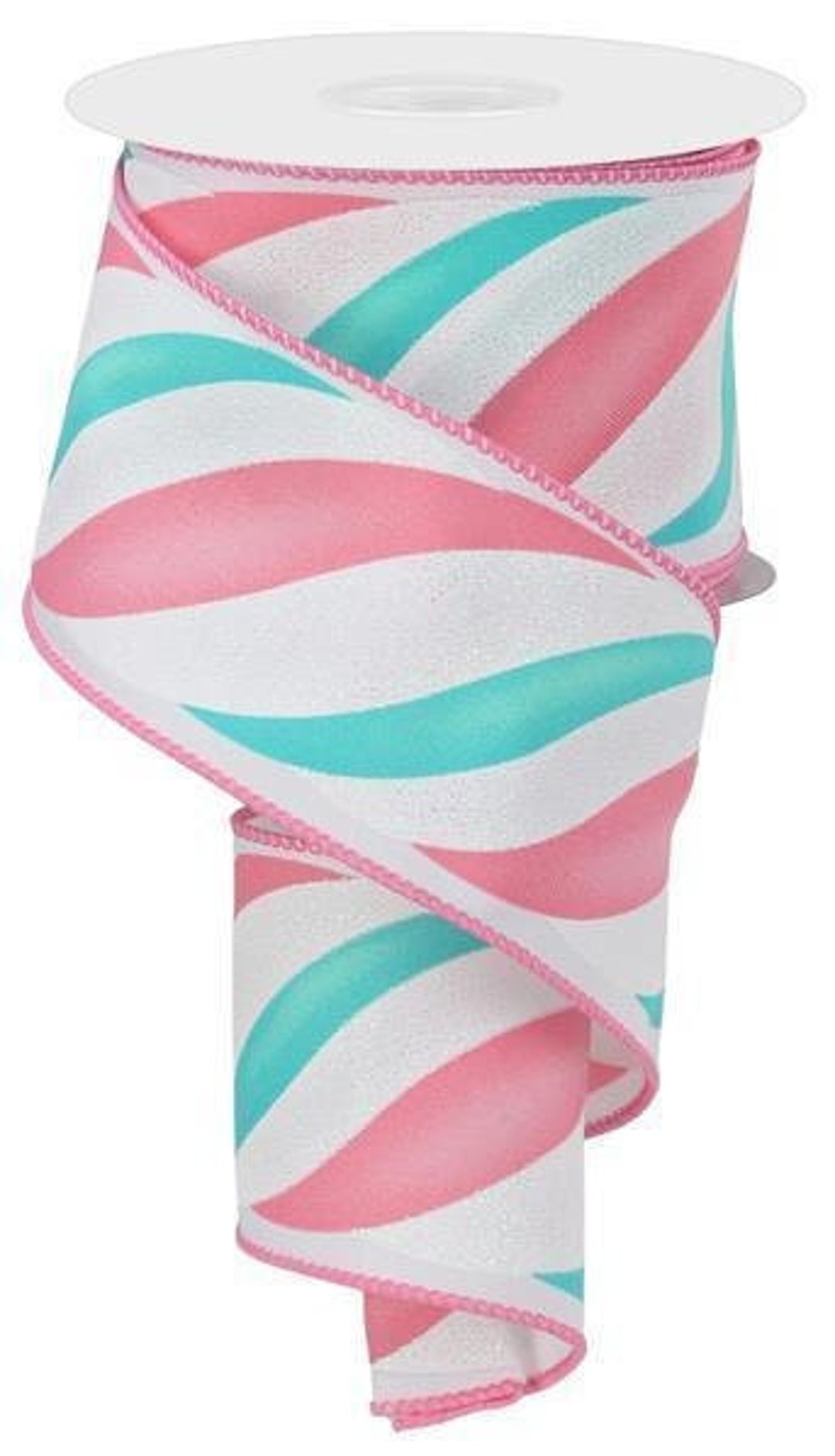 Ice Crunch Ribbon Candy Stripe Ribbon Pink Ice Blue Mint Glitter Candy Ribbon Christmas ...