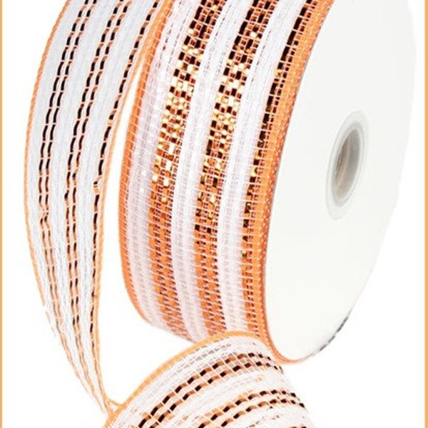 Orange White mesh Foil stripe 2.5 x 25 yards Tennessee mesh