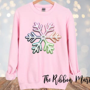 Snowflake Iron On Patch Chenille Snowflake Patch Christmas Pink Iron on Patch Christmas Patch