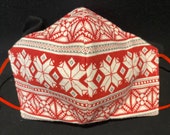 Red Christmas sweater Flannel cotton face mask