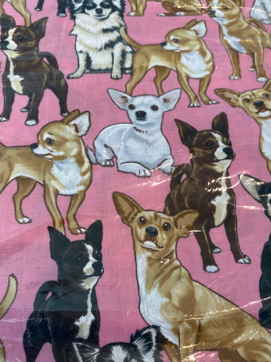 Pink Chihuahua cotton fabric by the yard by Timeless Treasures | Etsy