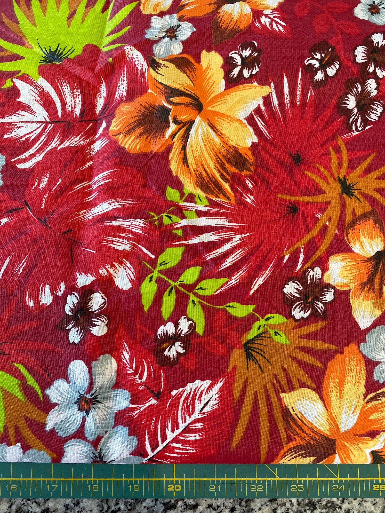 Hawaiian Floral Cotton Fabric by the Yard Etsy