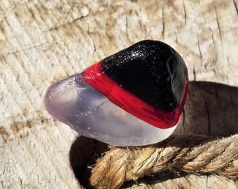 Davenport Sea Glass | Crimson Red, Black and Clear