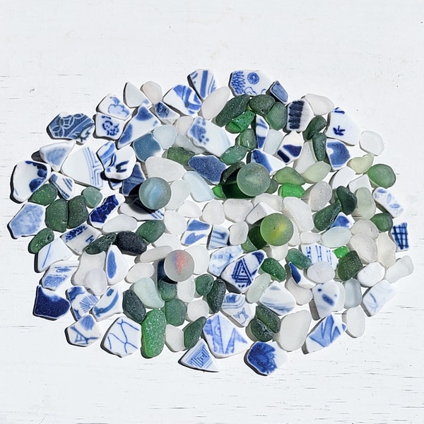 Japanese, Hawaiian and Seaham Sea Glass, Sea Pottery and Sea Glass Marbles  S/1