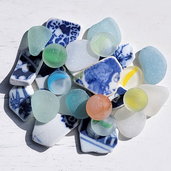 Pastel Tone Japanese Sea Glass Mix | Sea Glass Marbles | Ohajiki | Sea Pottery S/14a
