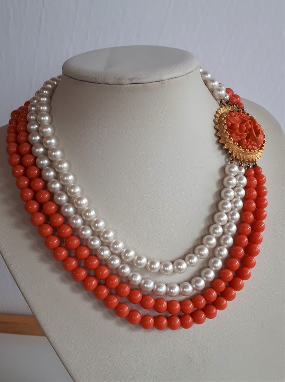 Statement vintage haute couture pink salmon coral… - image 2