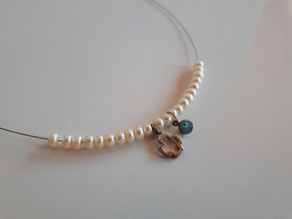 Delicate minimalist wire and white cultured pearl… - image 6