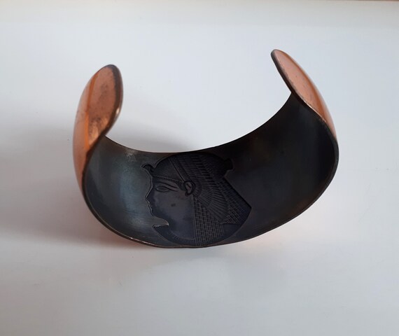 statement Vintage solid copper cuff bracelet with… - image 6