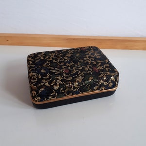Vintage luxury jewelry box black gold metal wire floral design for necklace bracelet earrings brooch jewelry set empty