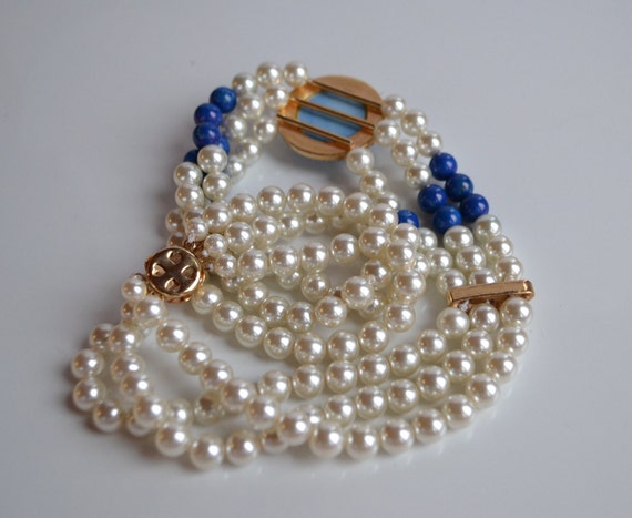 Vintage high end designer glass faux pearl genuin… - image 4