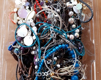 Huge Lot 1.63 kg 3.59 lbs broken junk scrap jewelry parts for crafting projects jewelry making