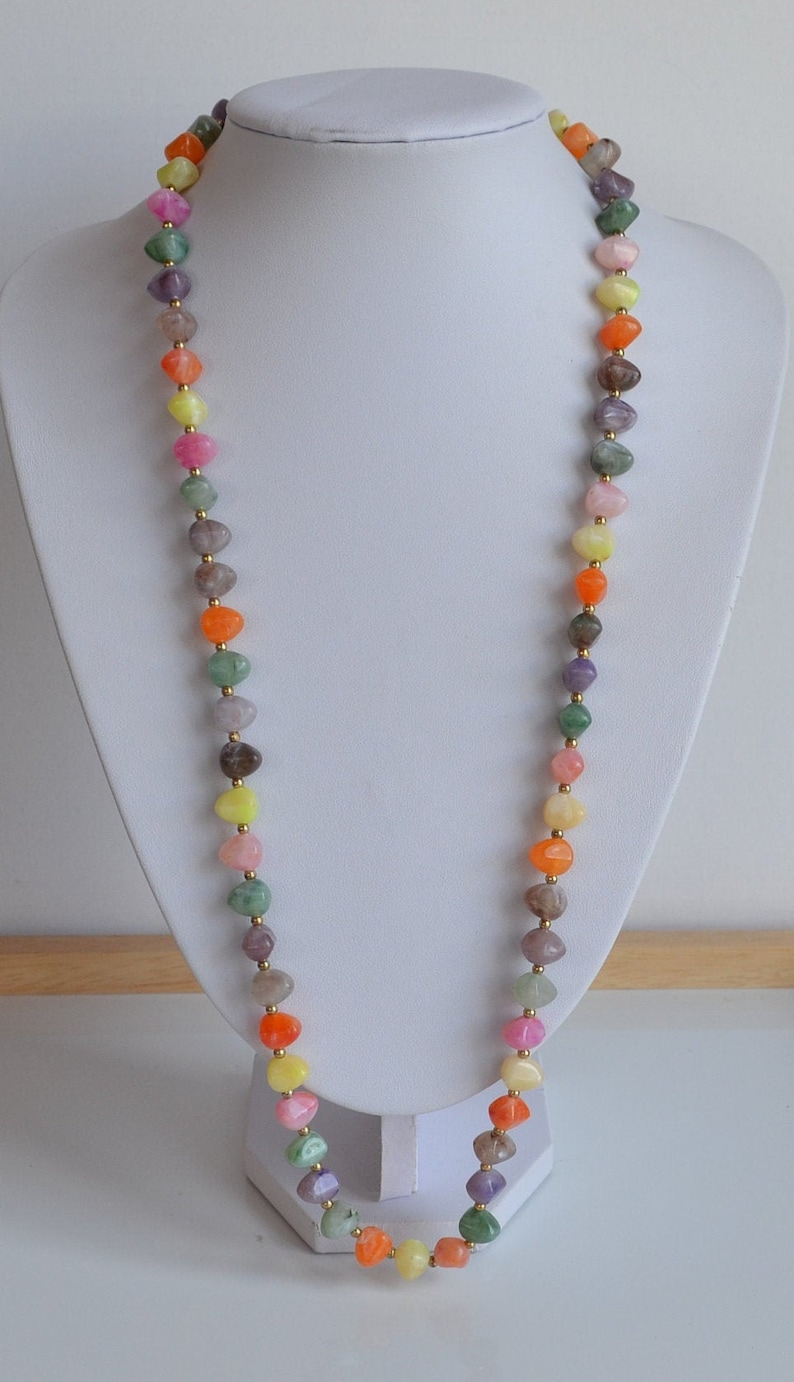 Vintage swirl multi-color lucite plastic beaded necklace nice gemstone imitation All colors lucite necklace