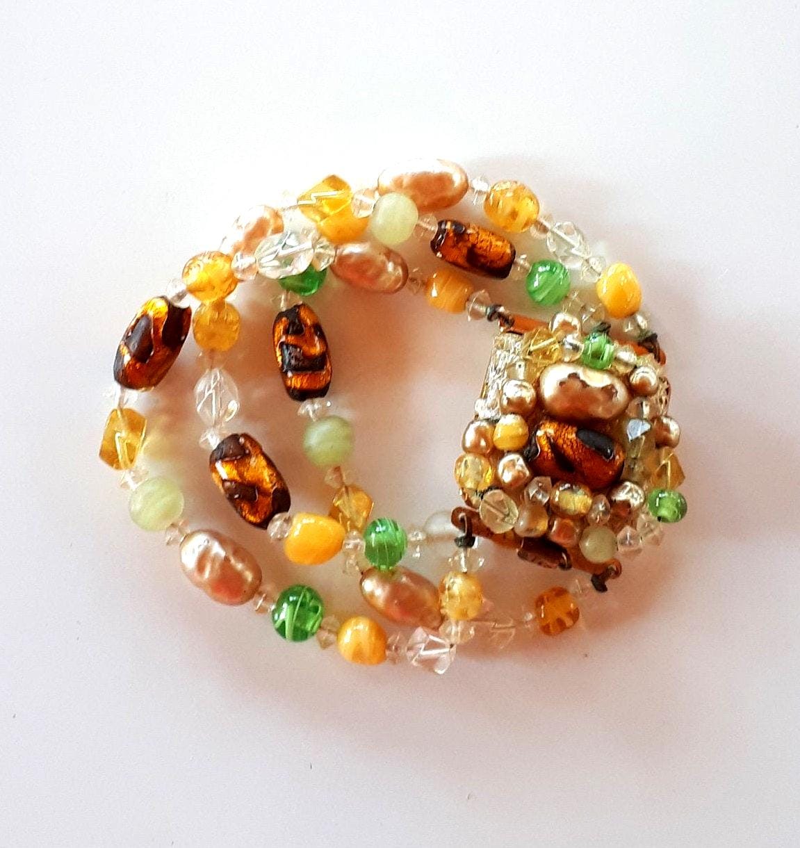 Bracelet Vintage Perles De Verre Nacrées Louis Rousselet - Bijou Rétro