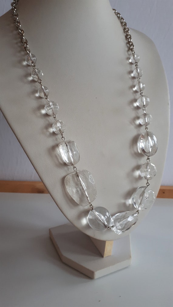 Transparent acrylic beaded graduated necklace poo… - image 1