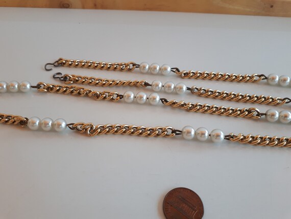 Vintage White Faux Pearl and Gold Metal Chain Women Belt - Etsy display picture 1