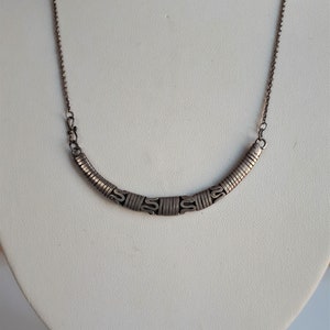 Vintage African Tuareg ethnic tribal sterling silver pendant necklace with big textured crescent moon shape pendant