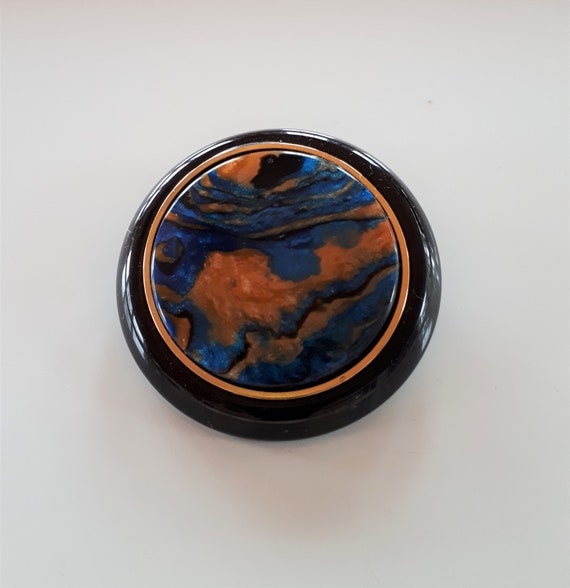 large Vintage marbled iridescent blue and orange … - image 3