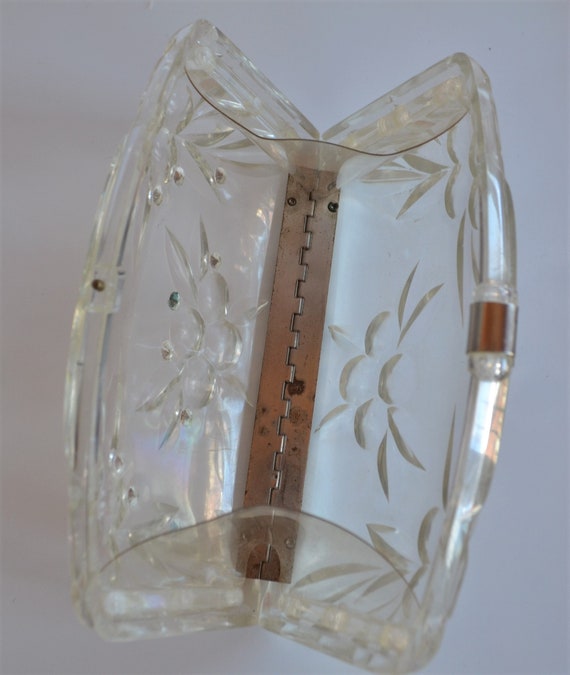 RARE Vintage 50's clear plastic lucite clutch pur… - image 8