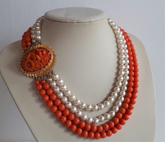 Statement vintage haute couture pink salmon coral… - image 5