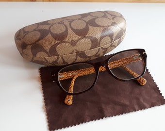 COACH signed women glasses eyewear with brown frame and etui