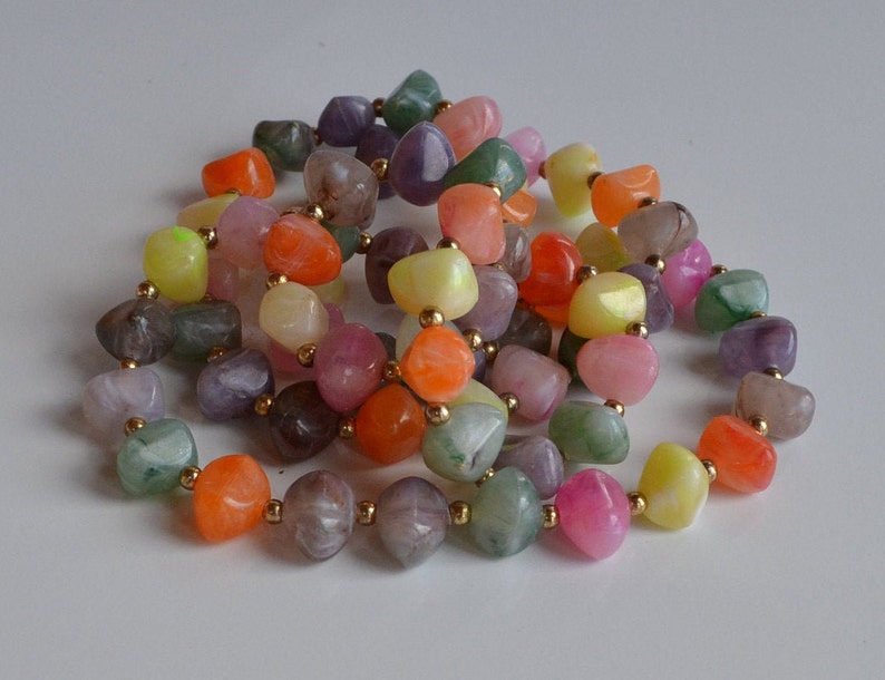 Vintage swirl multi-color lucite plastic beaded necklace nice gemstone imitation All colors lucite necklace