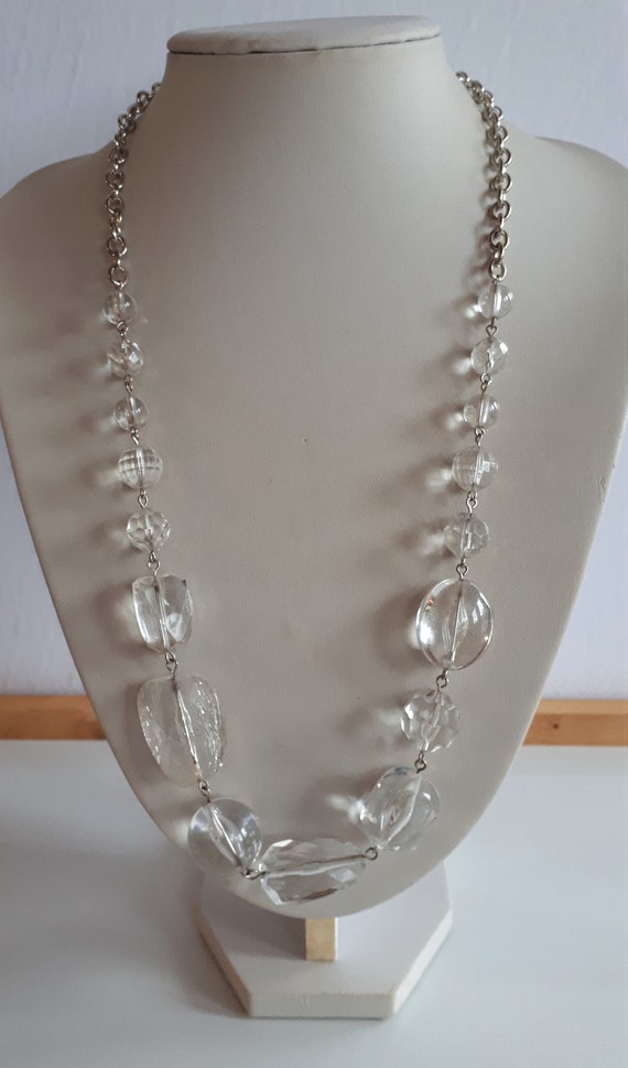 Transparent acrylic beaded graduated necklace poo… - image 3