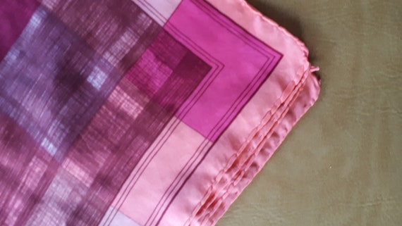 Vintage silk scarf abstract geometric design pink… - image 3