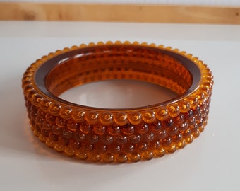 Bracelet Vintage En Lucite - Incrustations De Roses Dorées - Occasion - Bijou Rétro