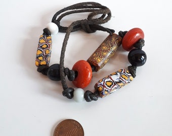 Antique African Venetian millefiori glass trade bead necklace unisex men's women's