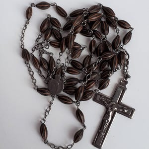 Antique unusual seeds sterling silver 5 decades Catholic Rosary chaplet beads