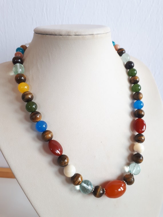 All gemstone healing beaded necklace moonstone cla