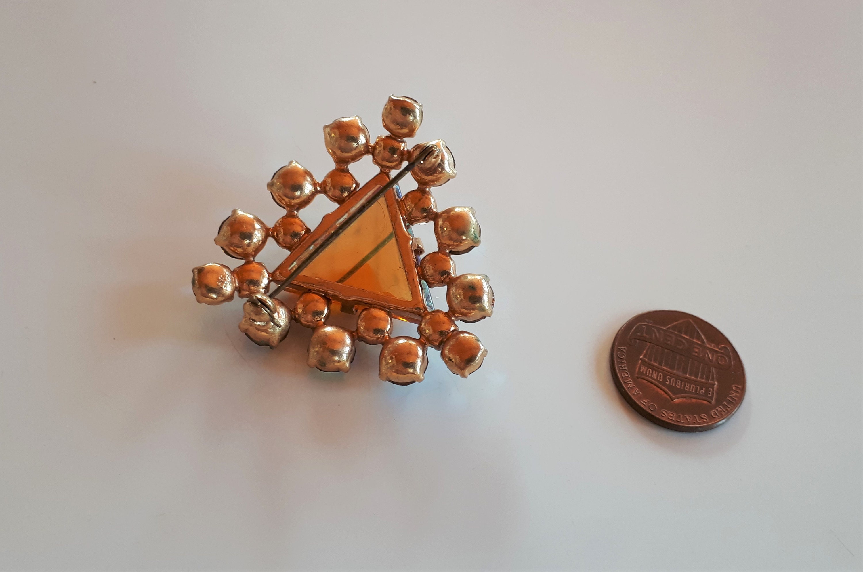 Broche Vintage Paon En Cristaux Aurore Boréale - Bijou Ancien Des Années 50/60 - Occasion