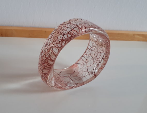 Statement clear transparent crackled wine red luc… - image 7