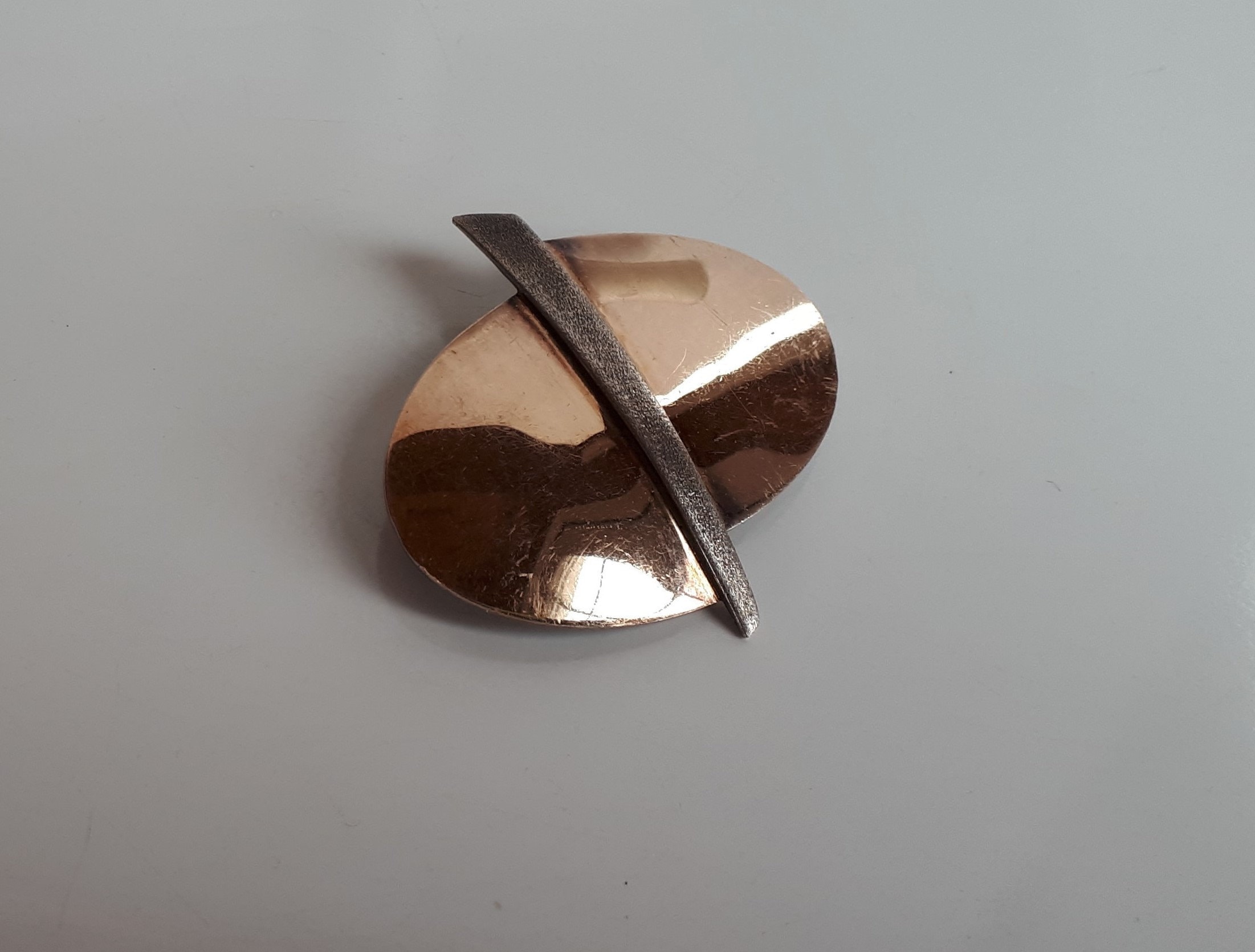 Broche Ancienne En Argent Massif 925 Signée - Style Brutaliste Abstrait, Grande-Bretagne, Fait Main, Unisexe