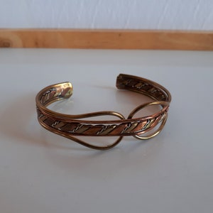 Unisex vintage braided mixed wire metal cuff bracelet silver brass copper