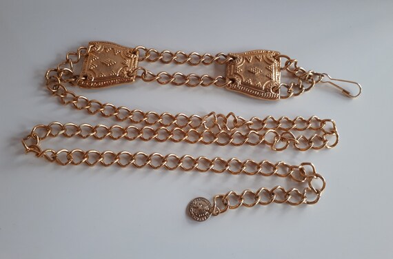 Vintage CENTURY Canada Gold Plate Chain Belt, Etruscan  display picture 1