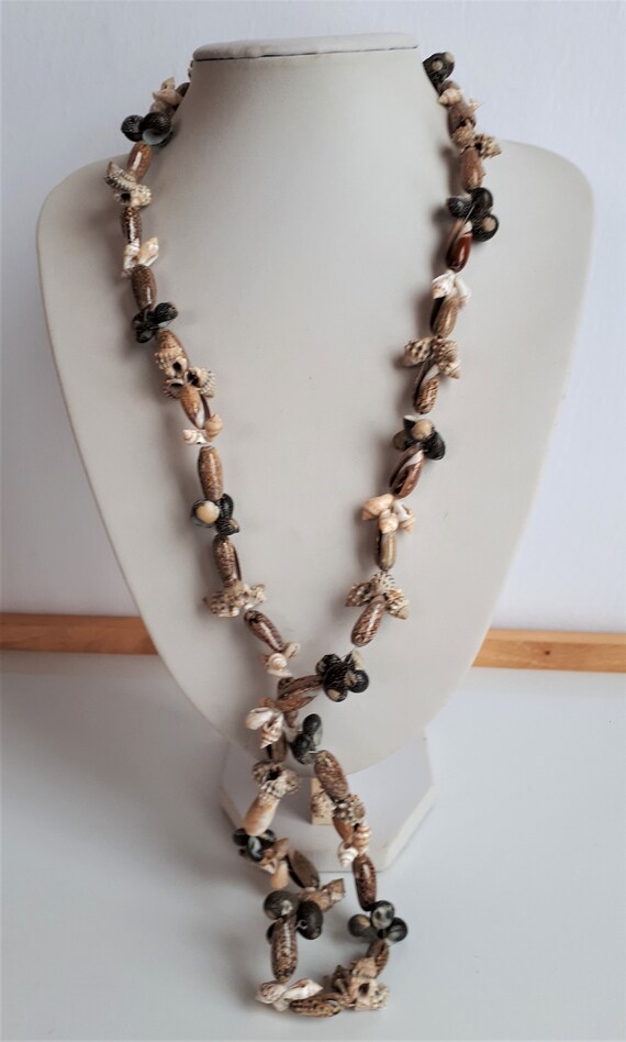 Long Vintage Unusual Collection of Shell Necklace With Many Types