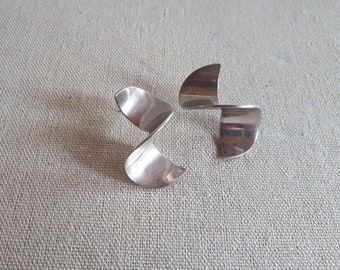 unieke STATEMENT vintage Mexico ondertekende modernistische structurele machine leeftijd sterling zilveren 925 oorbellen
