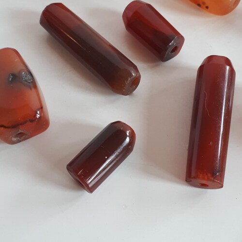 Lot shops 9 pcs antique large hand carved loose agate carnelian beads collectible