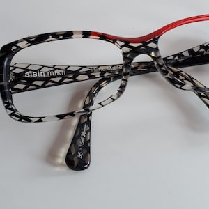 Vintage ALAIN MIKLI signed France clear red black lucite plastic women frame for glasses eyewear unique abstract modernist design
