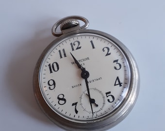 rare Vintage WESTCLOX DAX made in Canada mechanical pocket watch for repair or parts As Is