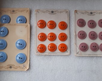 Lot vintage plastic buttons blue orange pink for sewing crafting jewelry making