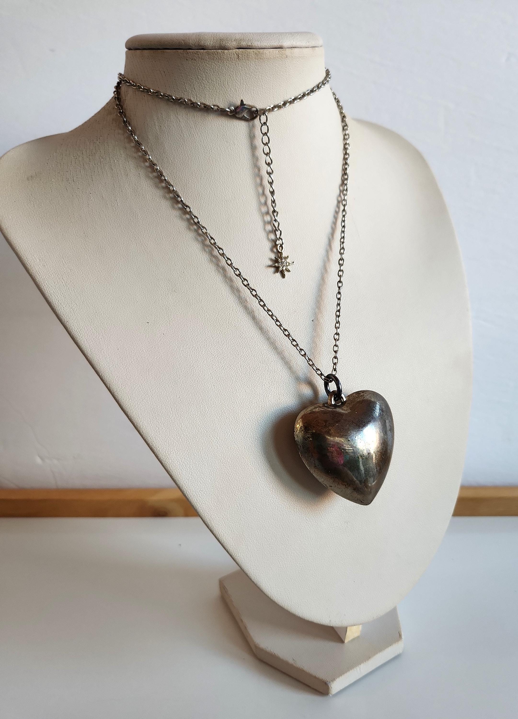 Vintage silver puffy heart - Etsy 日本