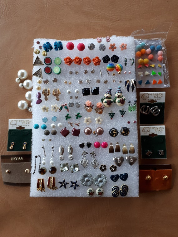 huge lot 88 pairs stud earrings for wear or craft 