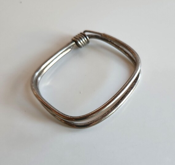 Wirework metal square bangle bracelet unique vint… - image 2
