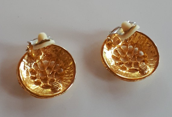 Boucles D'oreilles Clip Vintage En Métal Doré - Paire Sublime Occasion - Style Couture Rétro