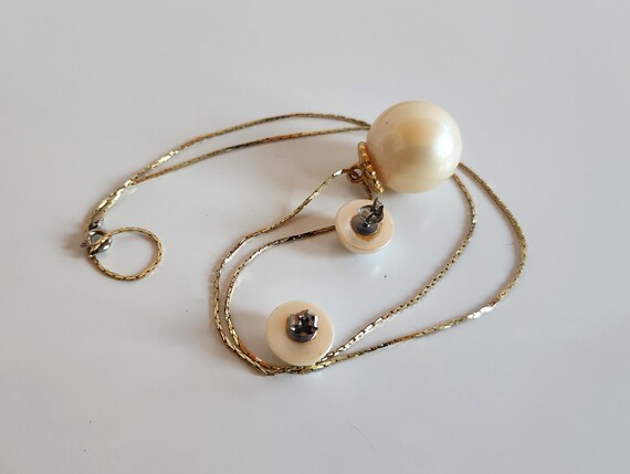 Parure De Bijoux Vintage Femme - Collier & Boucles D'oreilles Strass Et Perles Synthétiques - 3